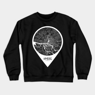 Hamburg, Germany City Map - Travel Pin Crewneck Sweatshirt